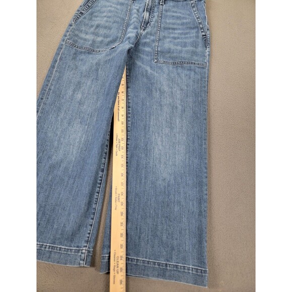 Gap Denim Jeans Womens 31 Wide-Leg Cropped Patch Pockets Medium Wash Boho Hippie - Picture 2 of 13